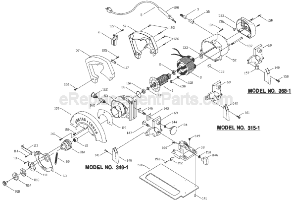 Page A Diagram and Parts List for 346-1 Type 4 Porter Cable Circular Saw